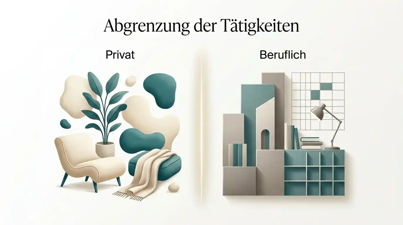 Symbolische Darstellung der Abgrenzungskriterien zwischen privatem Glücksspiel und berufsmäßiger Spieltätigkeit nach deutscher Rechtsprechung