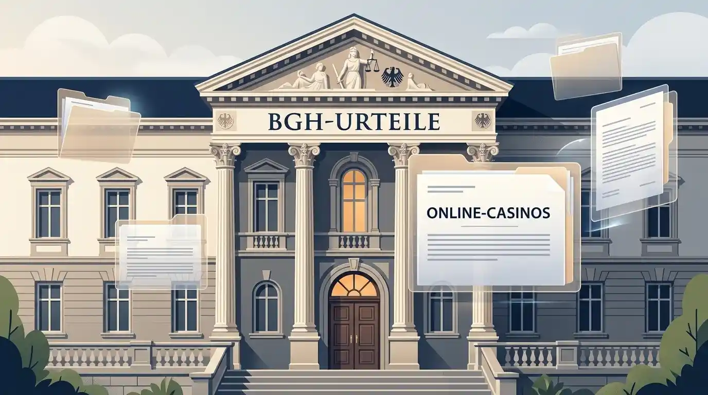 Übersichtsgrafik der zentralen BGH- und BVerwG-Aktenzeichen zu Online-Casinos zwischen 2023 und 2026