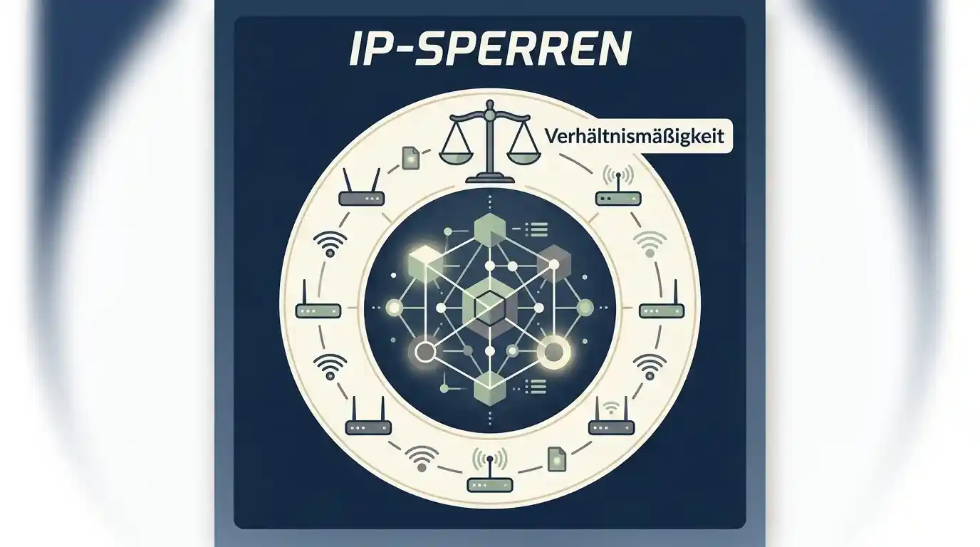 Symbolische Darstellung der vom Bundesverwaltungsgericht gezogenen Grenze beim IP-Blocking durch die Aufsichtsbehörde