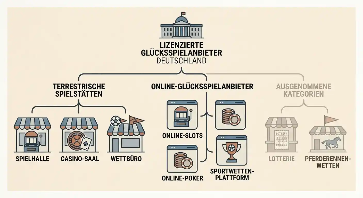 Übersicht der nach GlüStV 2021 anbindungspflichtigen Glücksspielanbieter in Deutschland