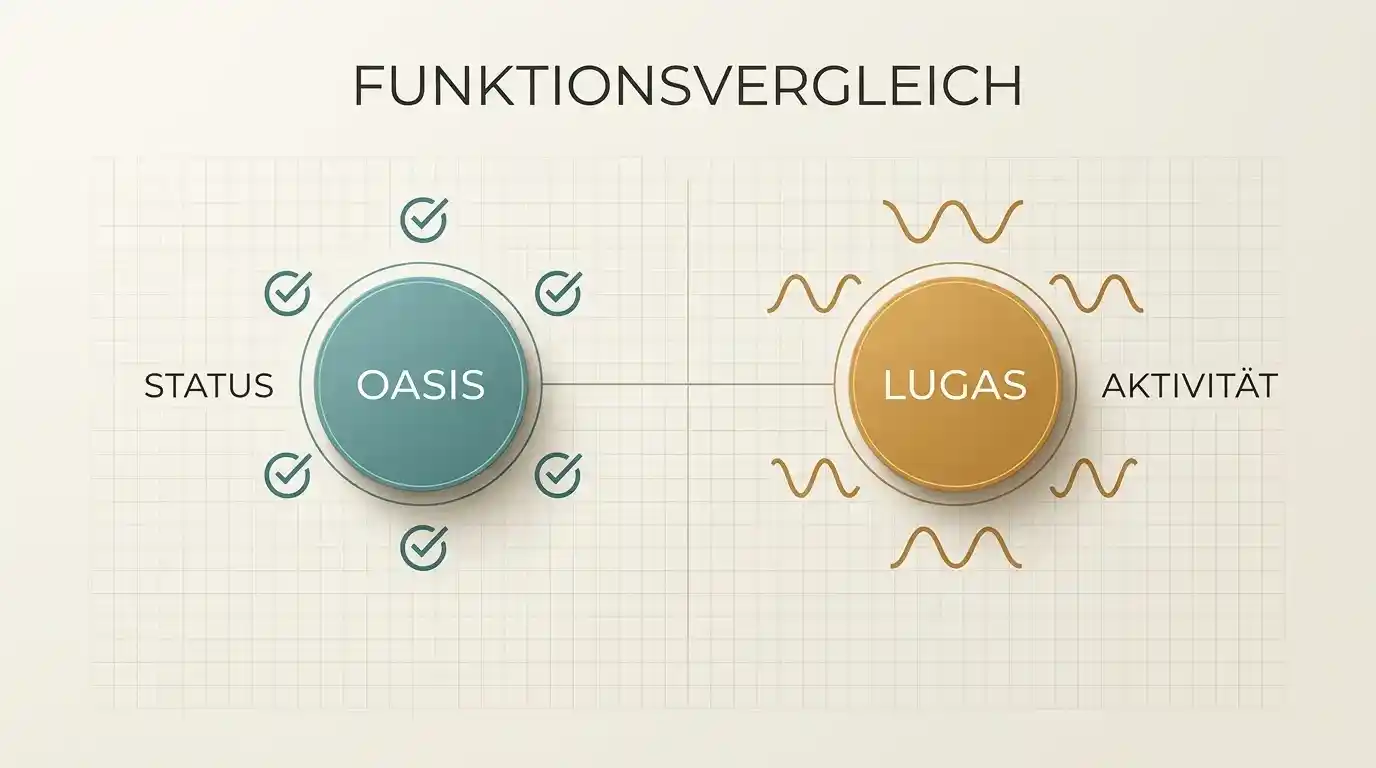 Vergleichsgrafik zwischen OASIS als Statusabfrage und LUGAS als Aktivitäts- und Limitsystem